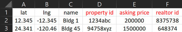 Excel CSV Location Import Example
