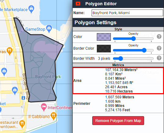 Calculated Area