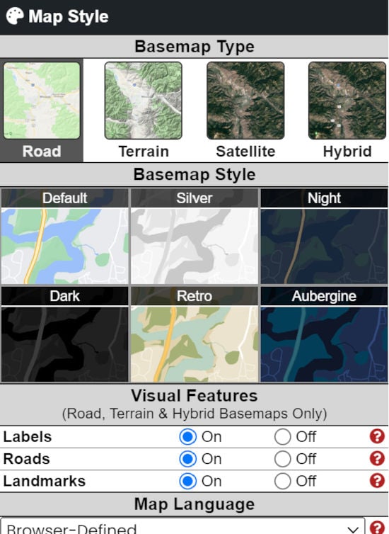 Basemap Style Settings