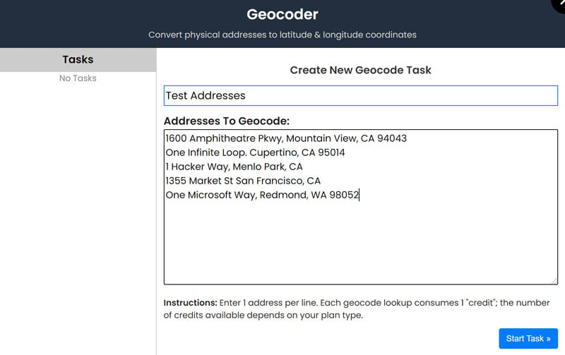 Geocoding Addresses 9914